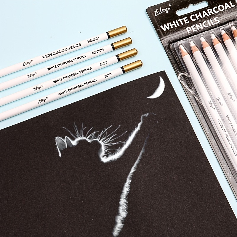 Professional White Charcoal Pencils Drawing Set Sketch - Temu