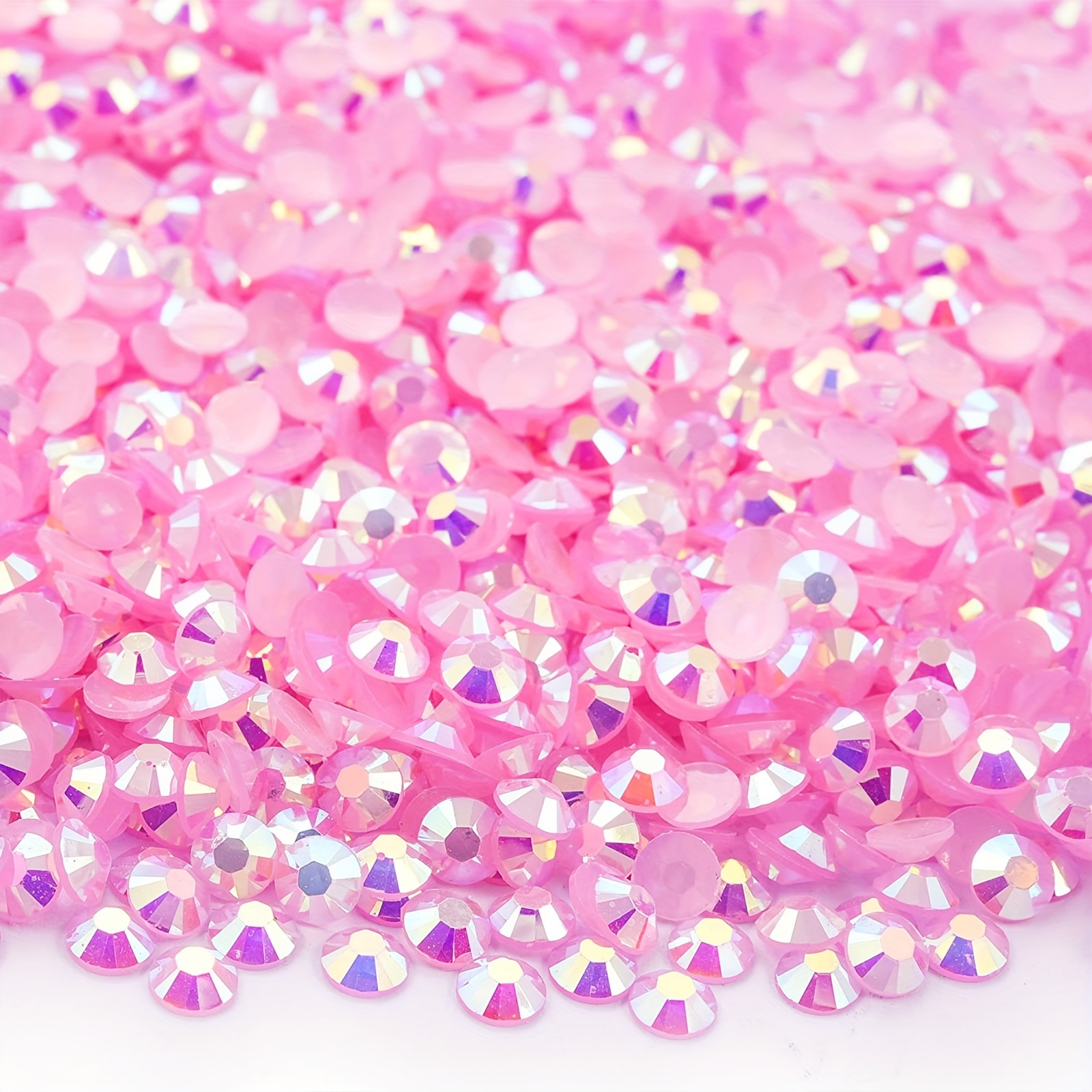 2000pcs Pink AB Resin Flat Bottom Rhinestones