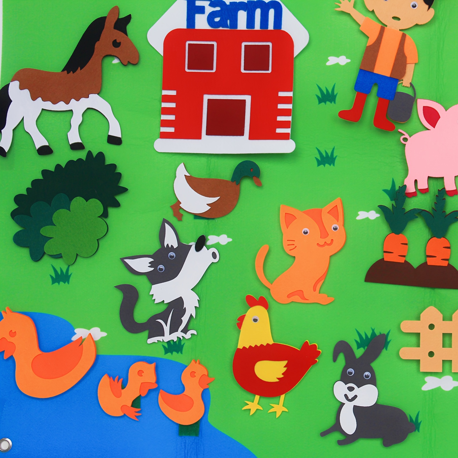 HomeMall 40Pcs Farm Animals Felt Story Board Set, 3.5 Ft Toddlers Preschool  Farmhouse Themed Early Learning Storytelling Flannel Board - Barnyard