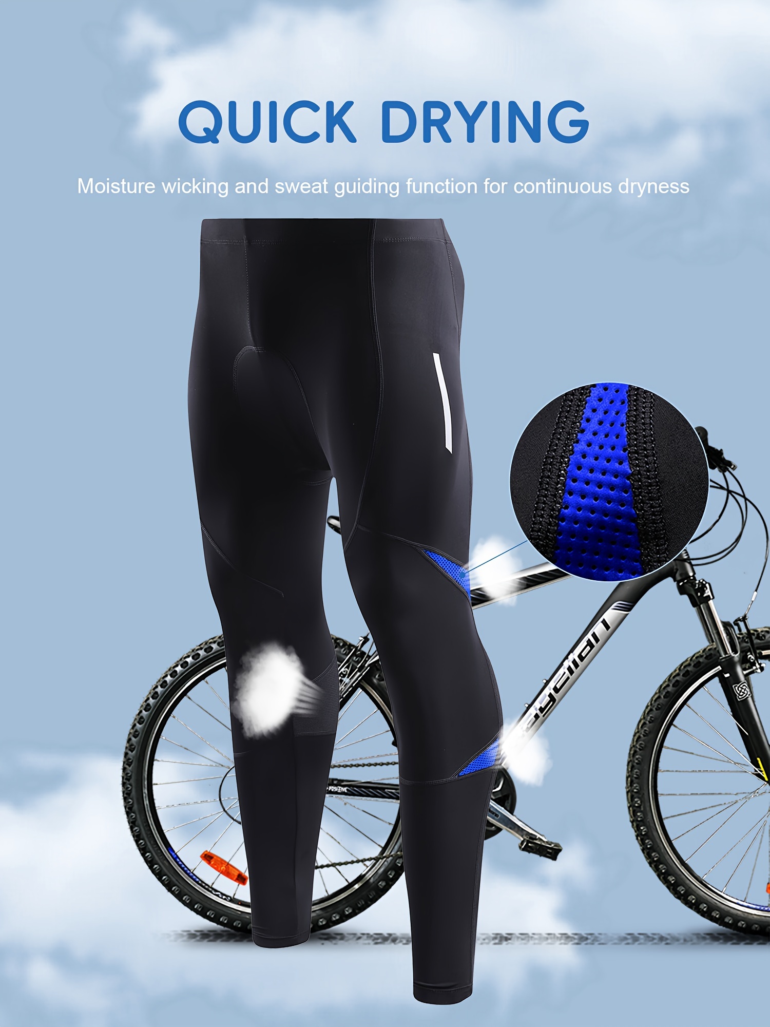 Mens Cycling Pants Gel Padded Reflective Bike Biking Tights Stretchy Bicycle  Bottoms with Ankle Zipper, Black Blue, Small : : Clothing, Shoes &  Accessories