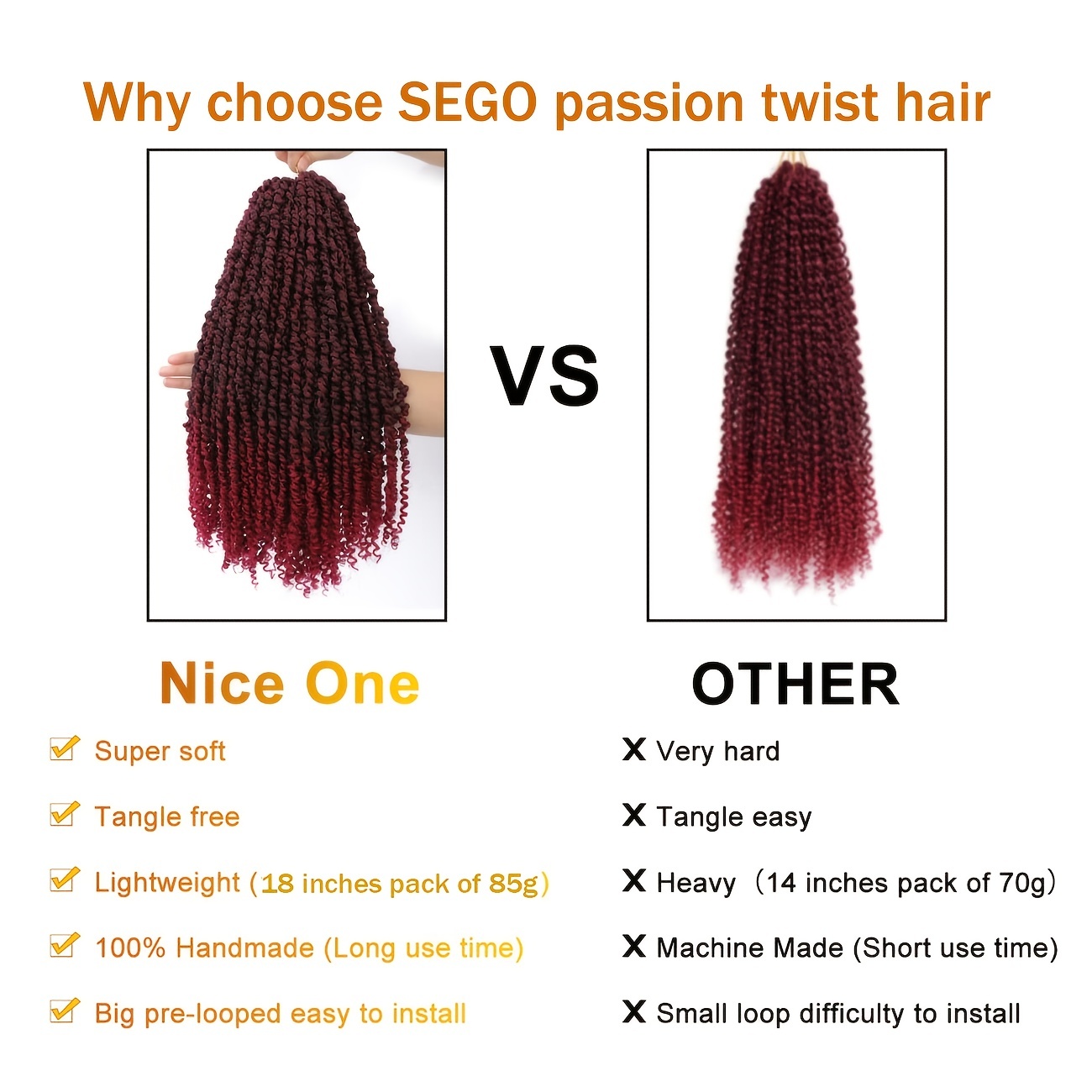 SEGO 18 inch Passion Twist Braiding Hair Water Wave Crochet Hair