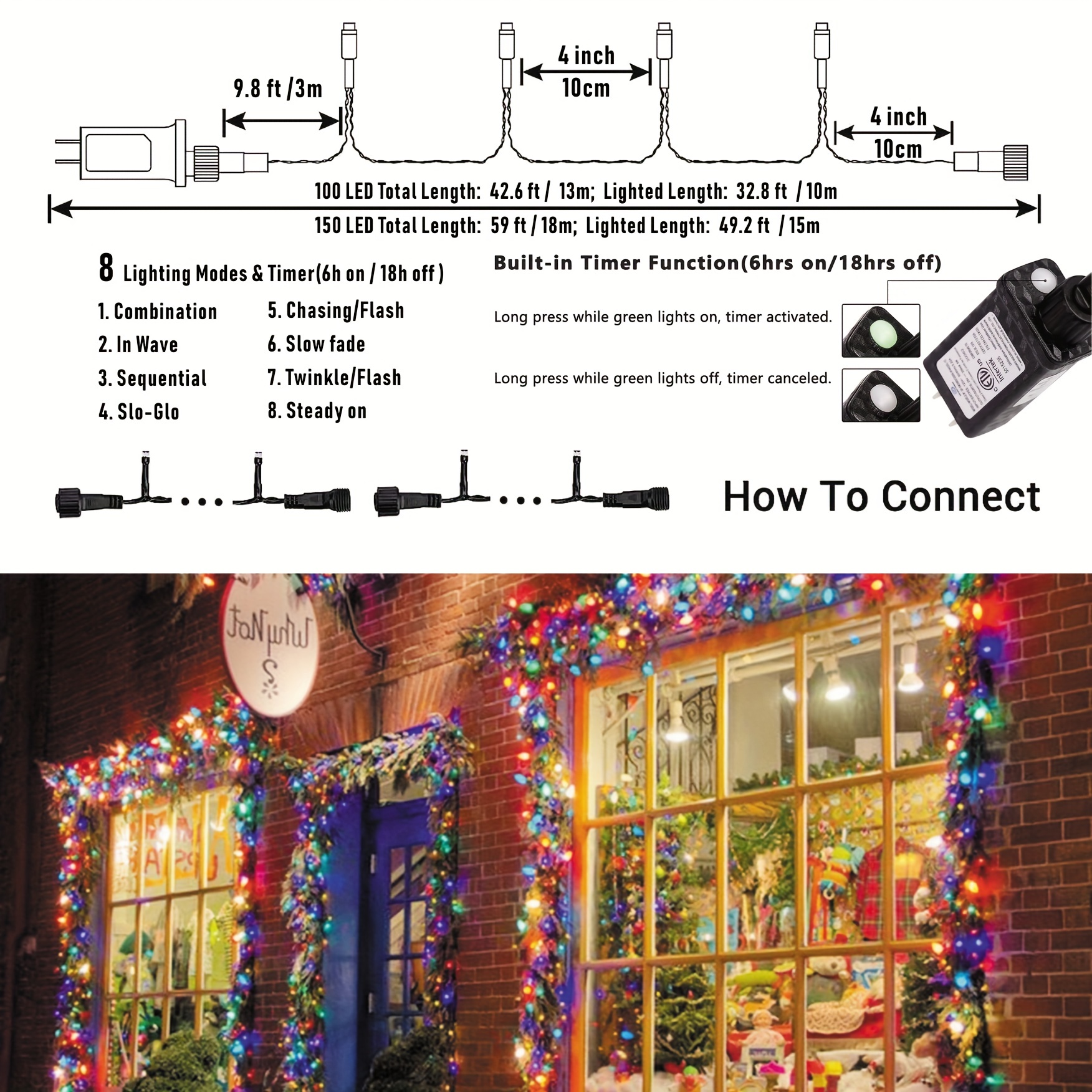 100/130/160leds String Lights Christmas Light Outdoor - Temu