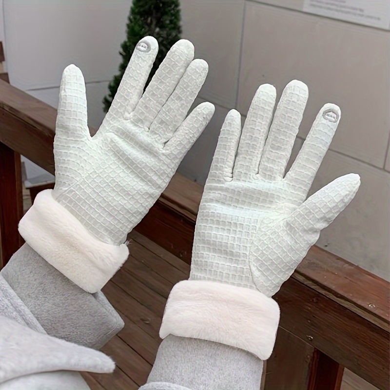 Full Finger Knitting Gloves For Women & Girls, Windproof Thick Gloves,  Winter Outdoor Cycling Driving Gloves - Temu