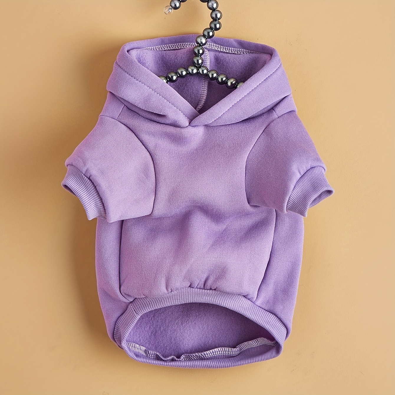 1pc cute bear with bow letter print pet hoodie purple thickened warm anti shedding pet clothes Product details 4