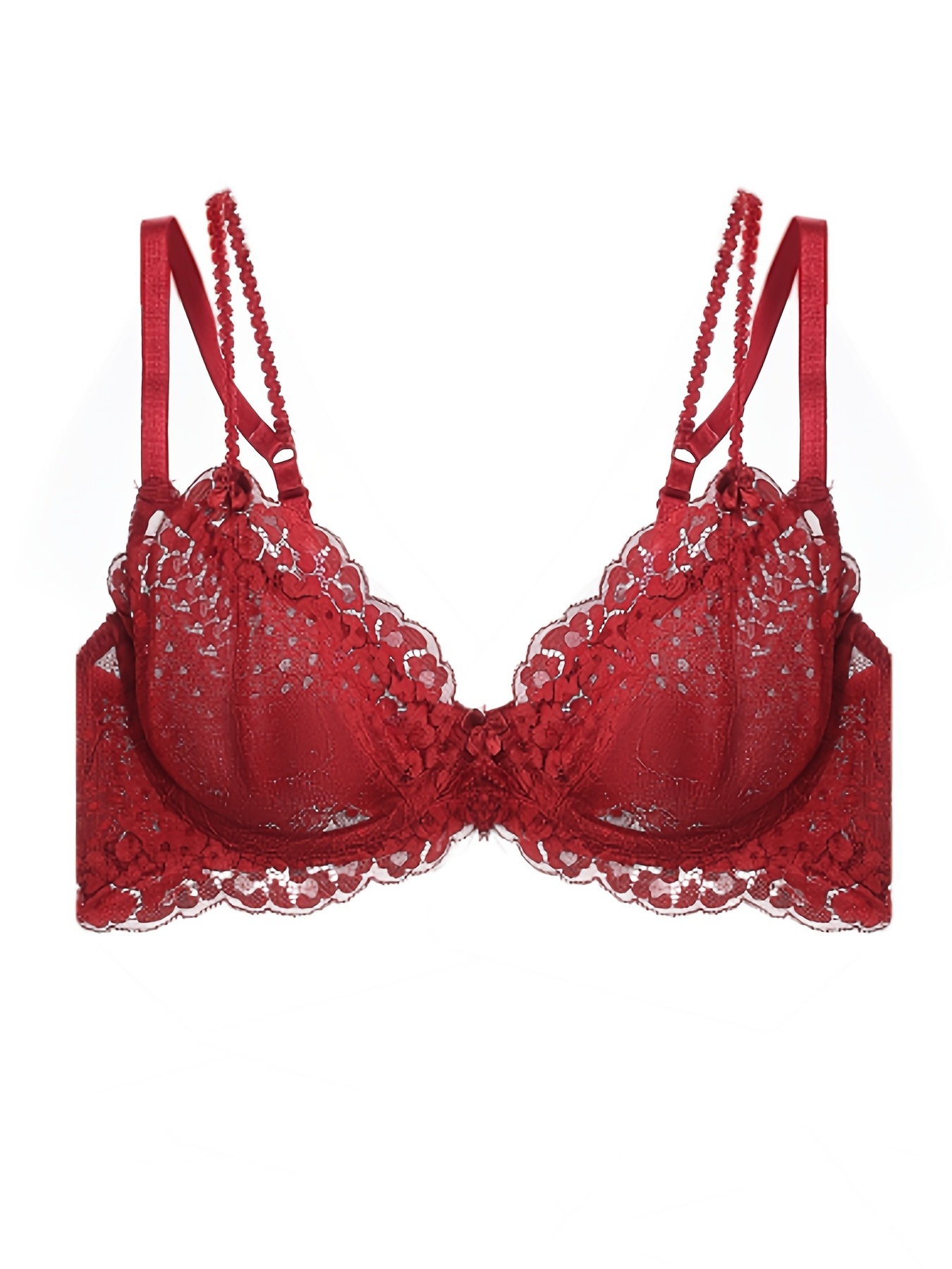 Floral Lace Unlined Bra Romantic Hollow Breathable Stretch - Temu