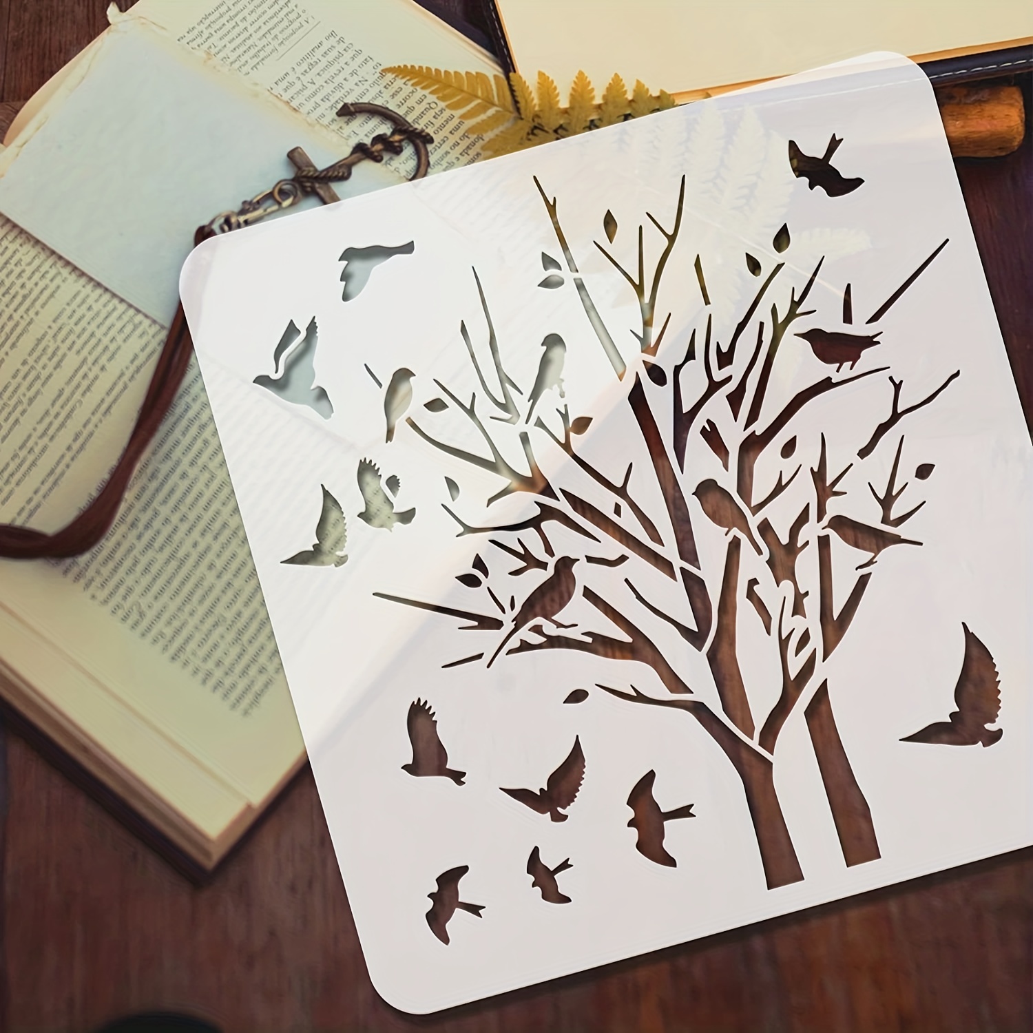 10pcs Reusable Tree Stencils For Painting, Branches Stencils Natural Plants  Templates For DIY Wall Furniture Crafts And Decorations