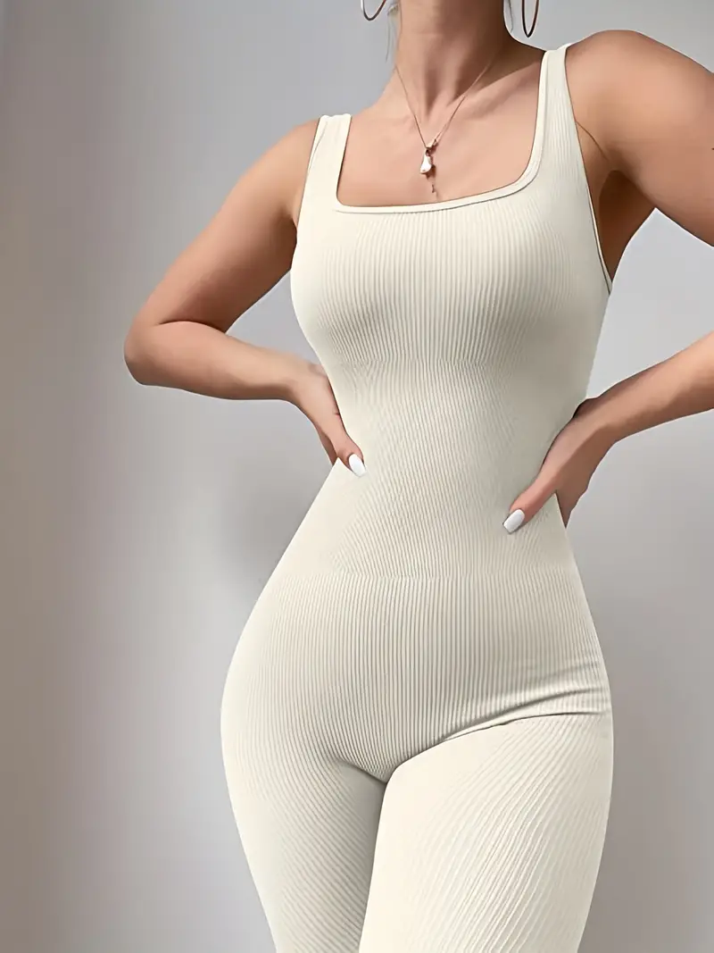 FRXSWW Women's Yoga Casual Slim Fit Solid Color Bodysuit Deep V