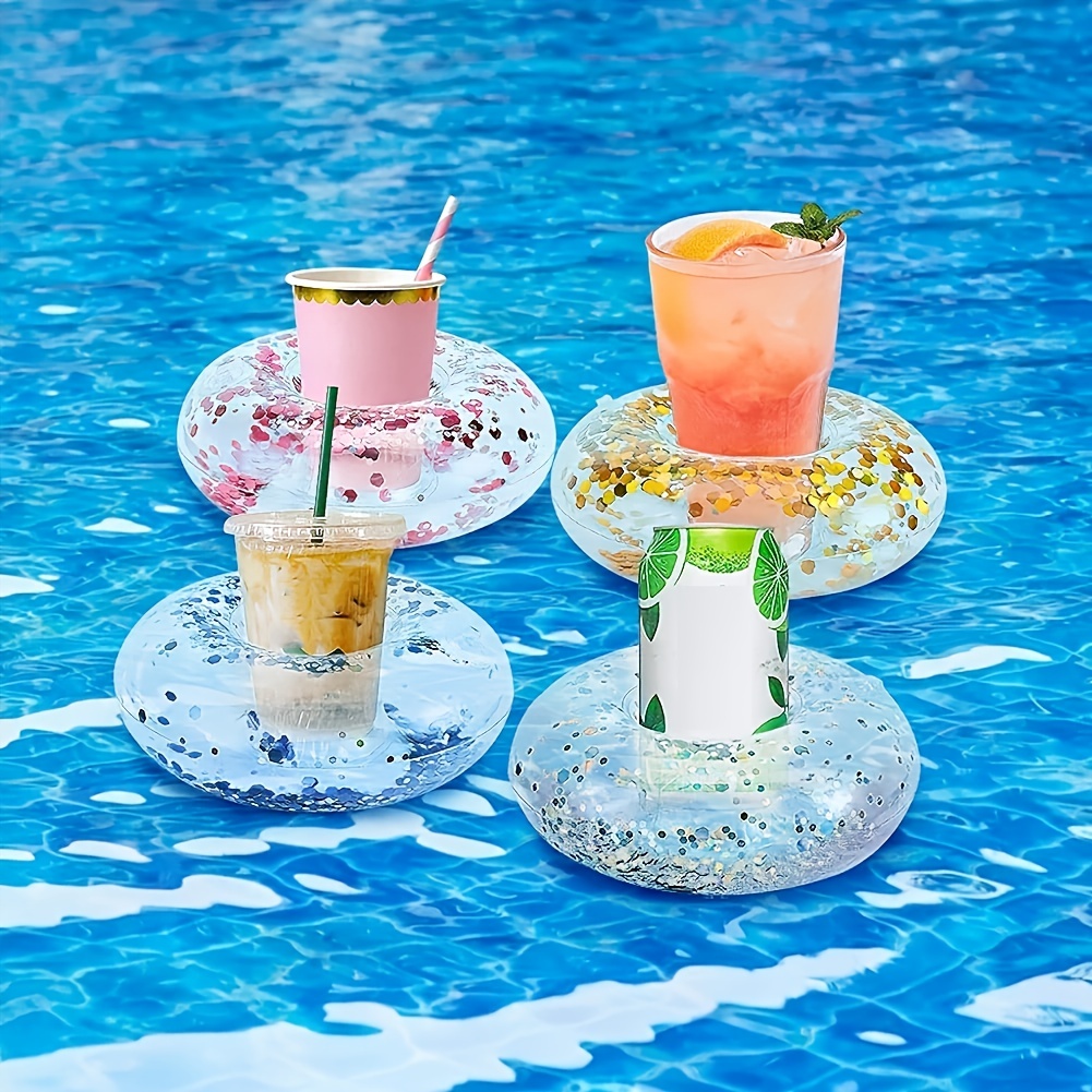 1pc Inflatable Floating Drink Holder For Pool Party In Transparent Glitter  Shape