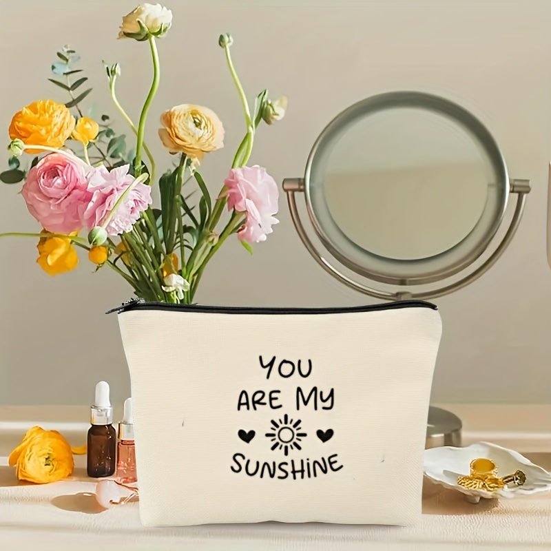 Sunshine Simple Letter Print Zipper Pouch Lightweight Carry - Temu