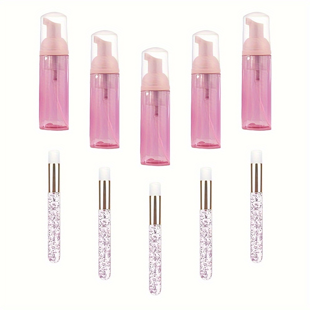 

5/10pcs 60ml Foam Pump Bottle Crystal Deep Cleaning Brush Refillable Empty Cosmetic Container Cleanser Soap Shampoo Foaming Bottles Makeup Travel Bottle