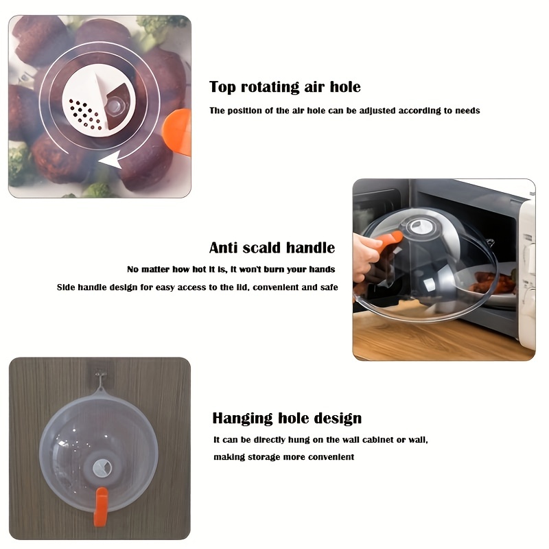 Microwave Oven Splash-proof Cover With Hanging Holes, Microwave