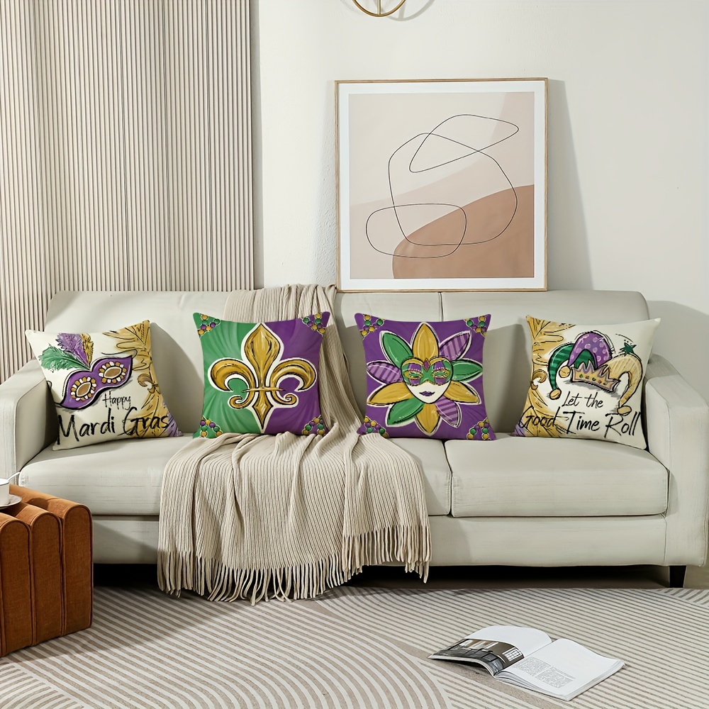 Mardi Gras Throw Pillow Covers For Home Decorations - Temu