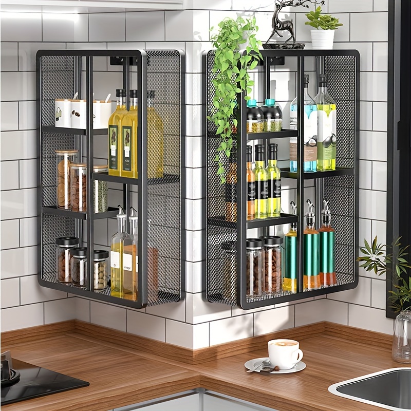 Estante de almacenamiento de cocina, estante de especias montado en la  pared, organizador de cocina multifuncional