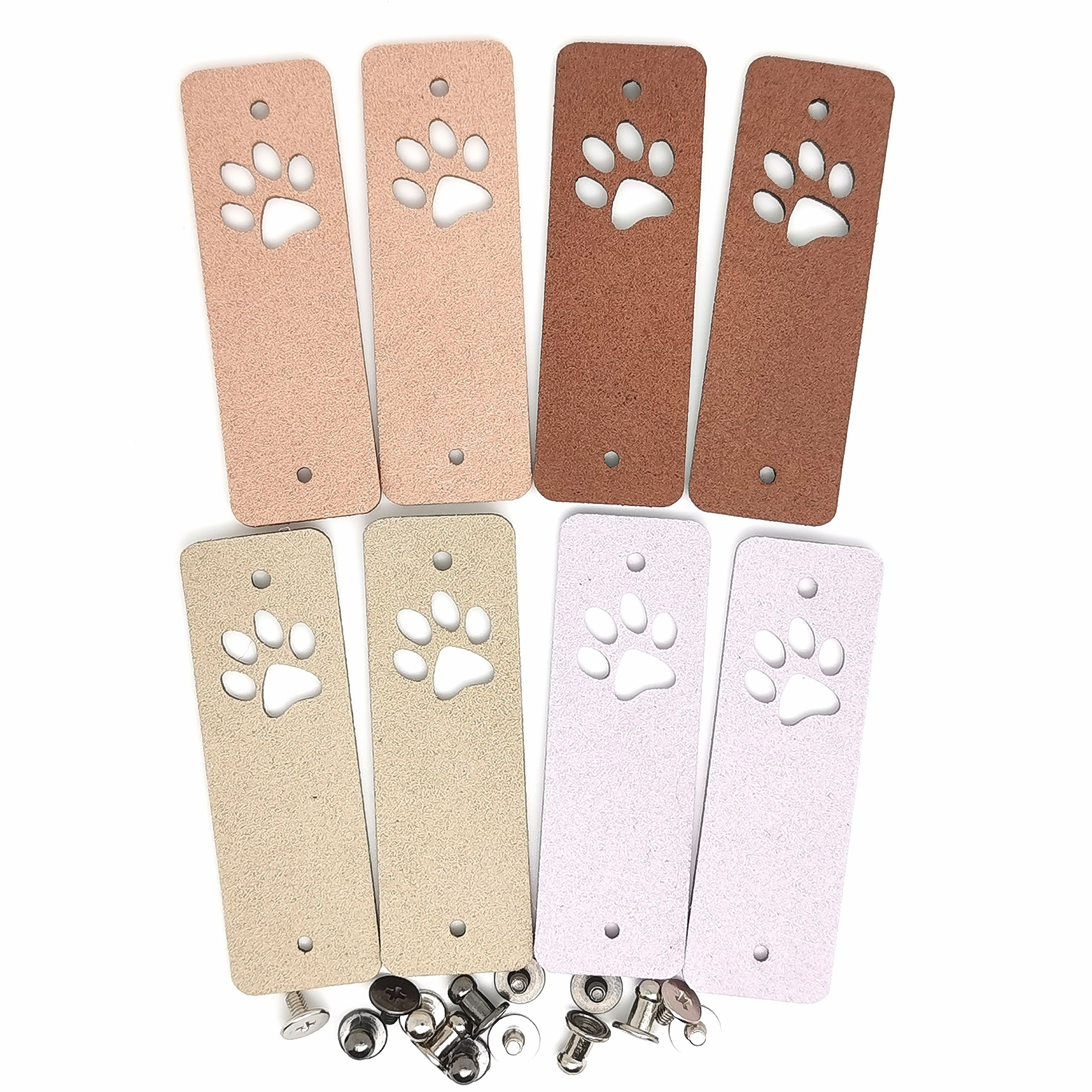 Image of 8pcs Handmade Animal Footprints Labels Clothes Labels Handmade Pu Leather Labels Diy Hat Bag Sewing Labels Clothing Accessories