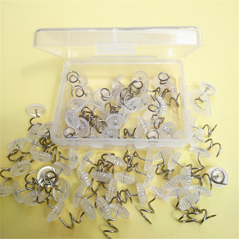 Powerful 50 Pcs Clear Heads Bed Skirt Twist Pins Push Pins Holds Upholstery  Tacks, Sofa Cushion, Slip Covers and Bed Skirts Firmly in Place Without  Damage (50Pcs)