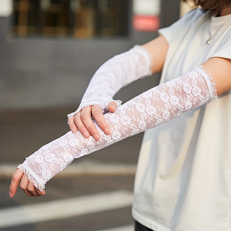 Hand Arm Sleeve Halloween Sexy Spice Fingerless Thin Long Lace