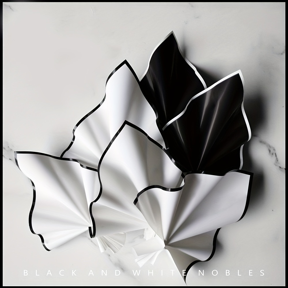 Floral Wrapping Paper Flat Folded Black White - Temu