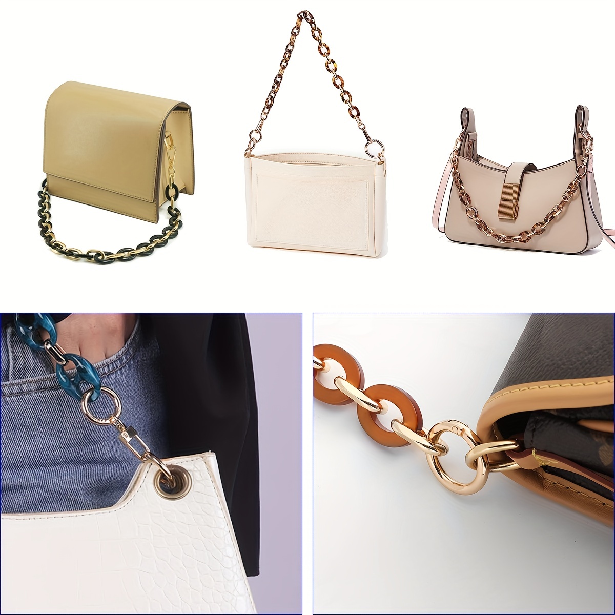 Trendy Diy Acrylic Chain Bag Strap, Replacement Bag Strap, Fashion