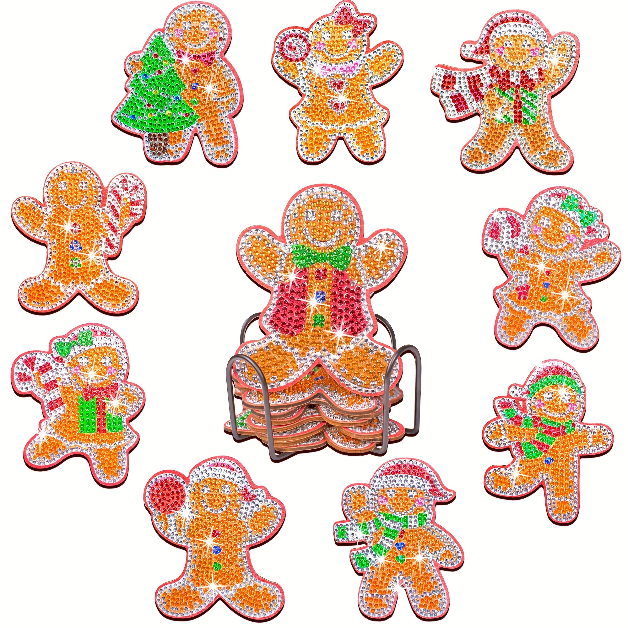 Christmas Gingerbread Man Diamond Painting Coasters Kits - Temu