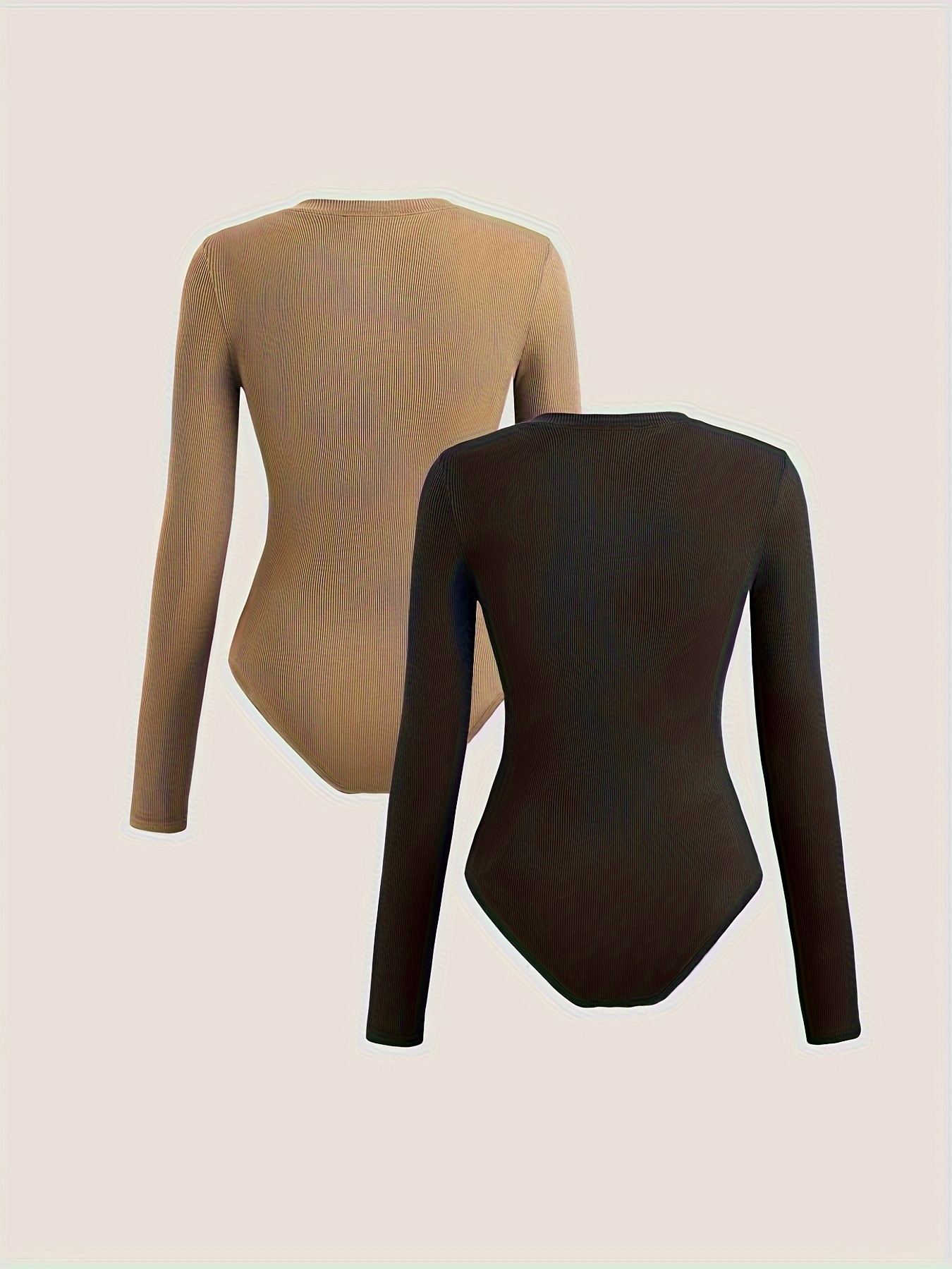 Solid Zip Bodysuit Casual V Neck Long Sleeve Bodysuit - Temu Canada