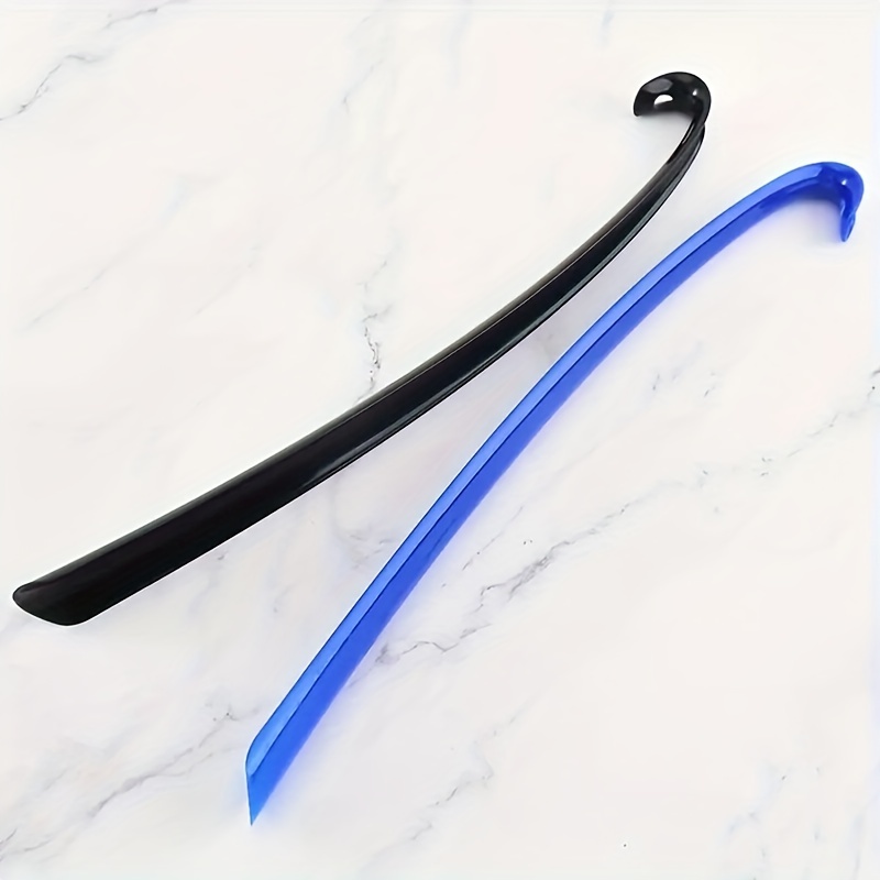1pc Ergonomic Shoe Horn - 42cm Long, Thick Plastic, No-Bend Design for Easy Shoe Wear at Home or Hotel, Blue & Black Options