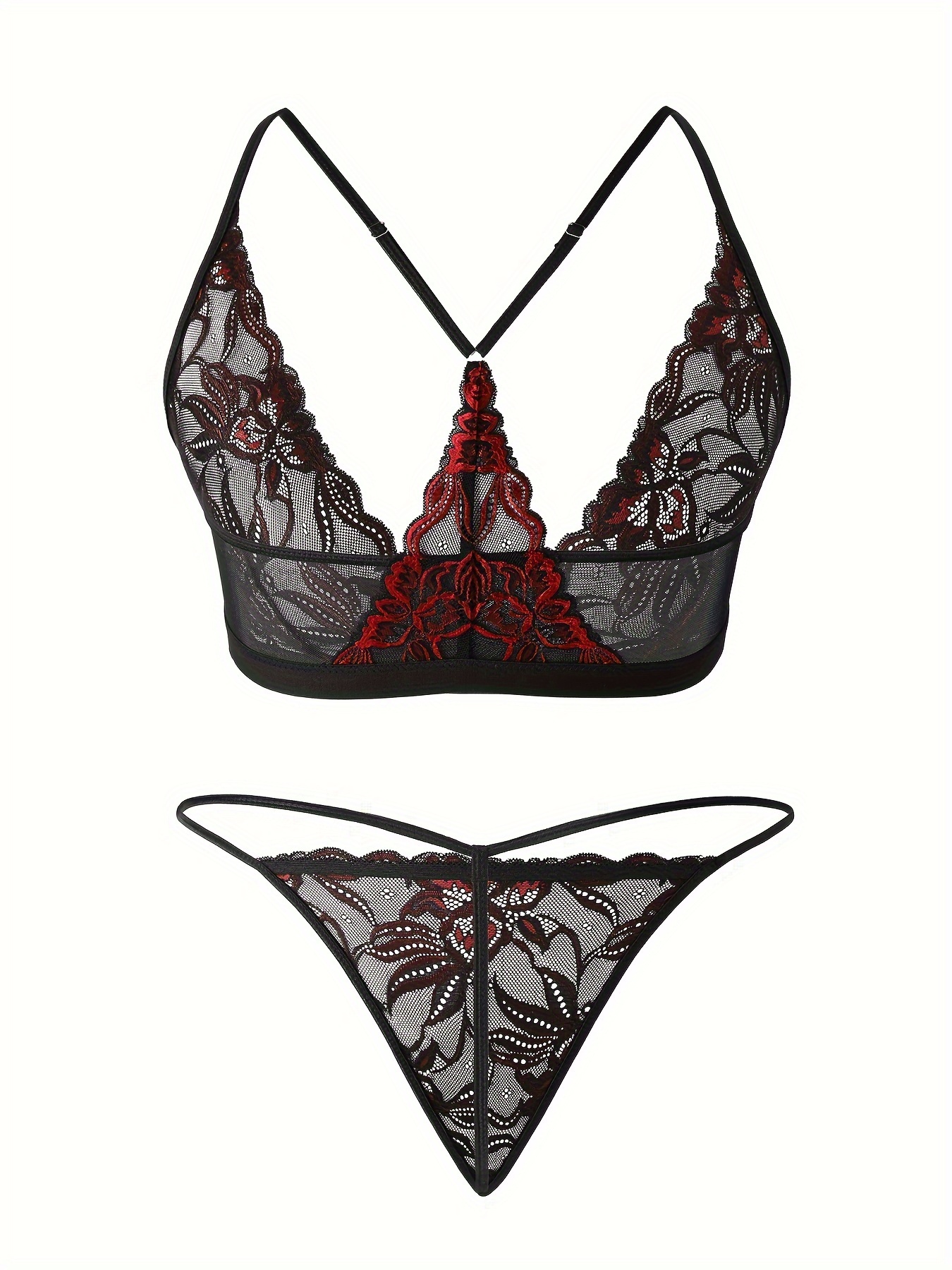 Bra and Panty Sets for Women, Women's Floral Embroidery 2 Piece
