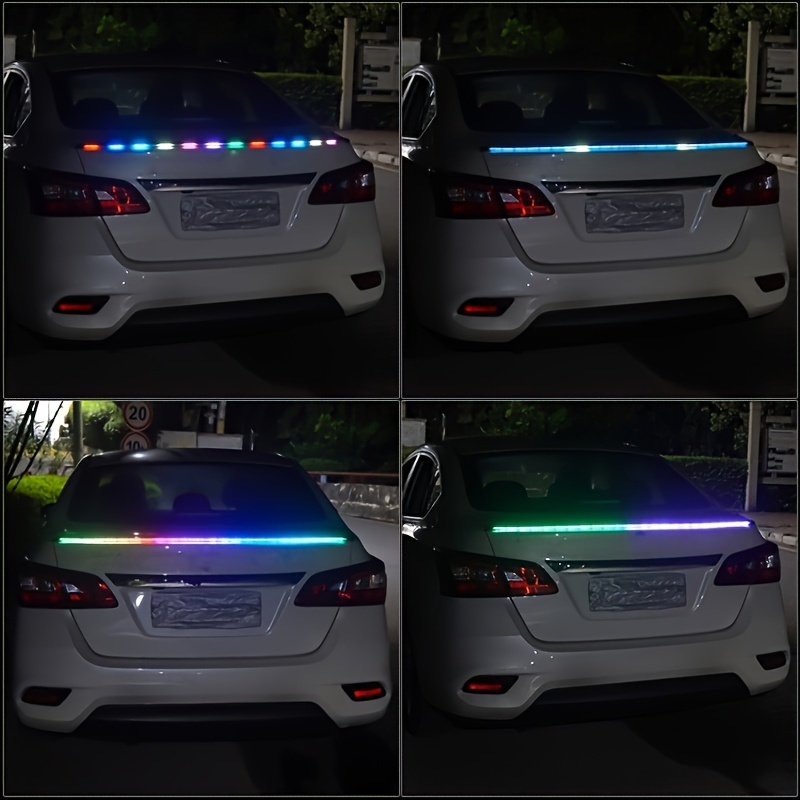 2023 Newest 12V 51.18inch Rgb Rear Tail Light Led Spoiler Light Colorful  Flowing Reverse Warning LED Stripe Auto Trun Signal With Remote Control