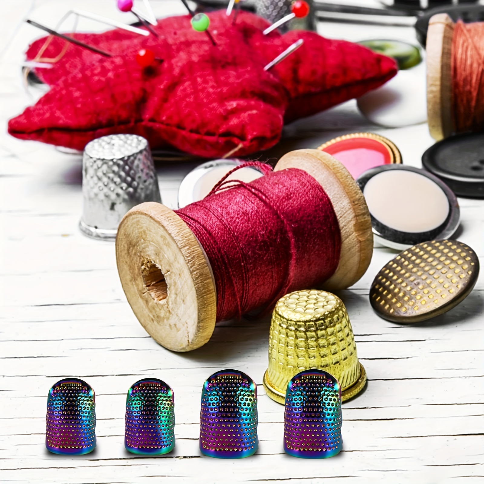 10pcs Hand-Working Sewing Thimble Adjustable Metal Finger Shield