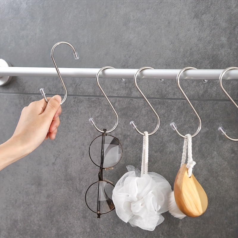 5pcs Stainless Steel S Shaped Hook, Kitchen Bathroom Clothing S-shaped  Hanger Hooks, Multifunctional Metal Hanging Hook