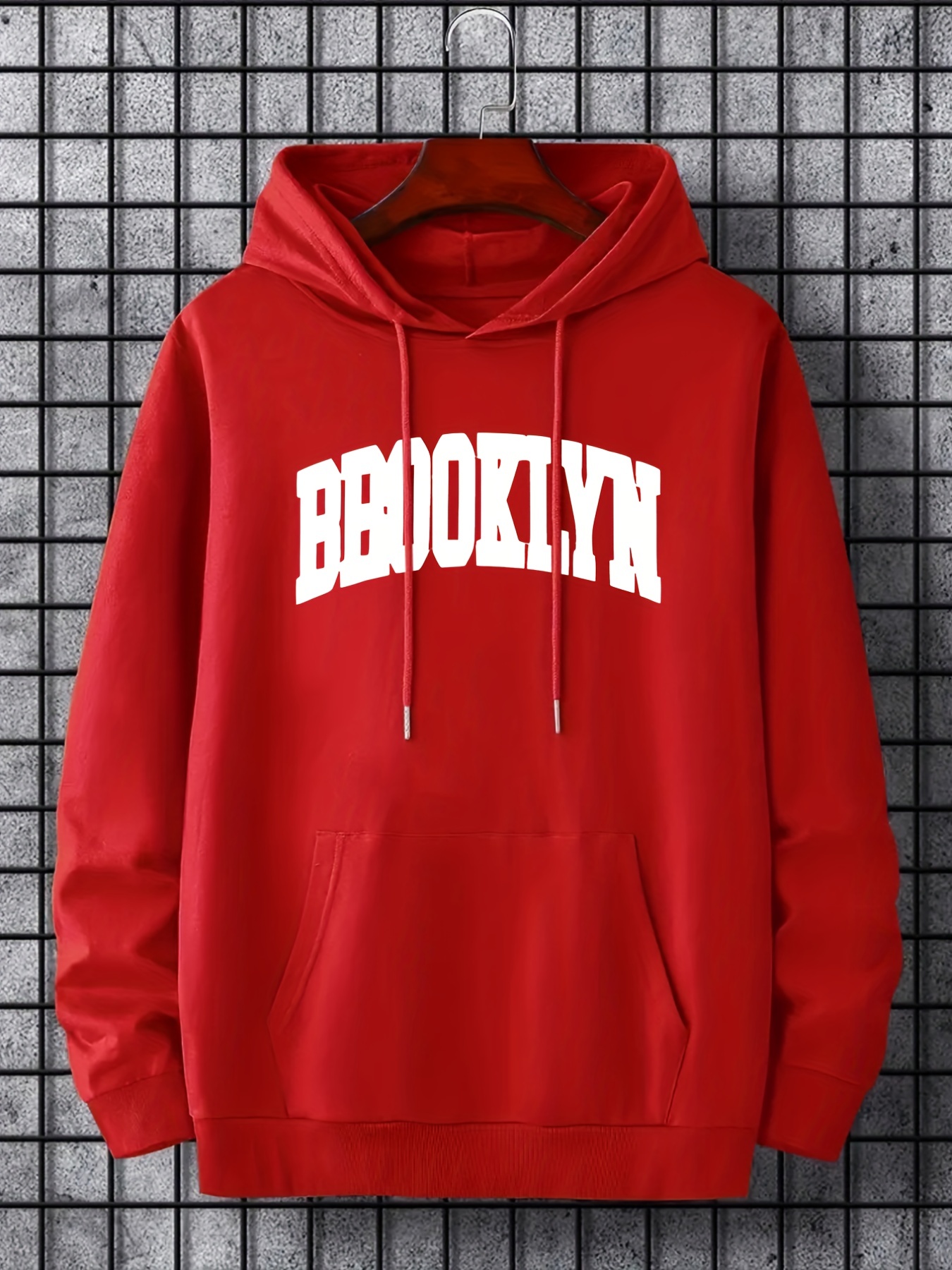 Brooklyn」プリントのフード付きパーカー メンズ用パーカー 春秋用