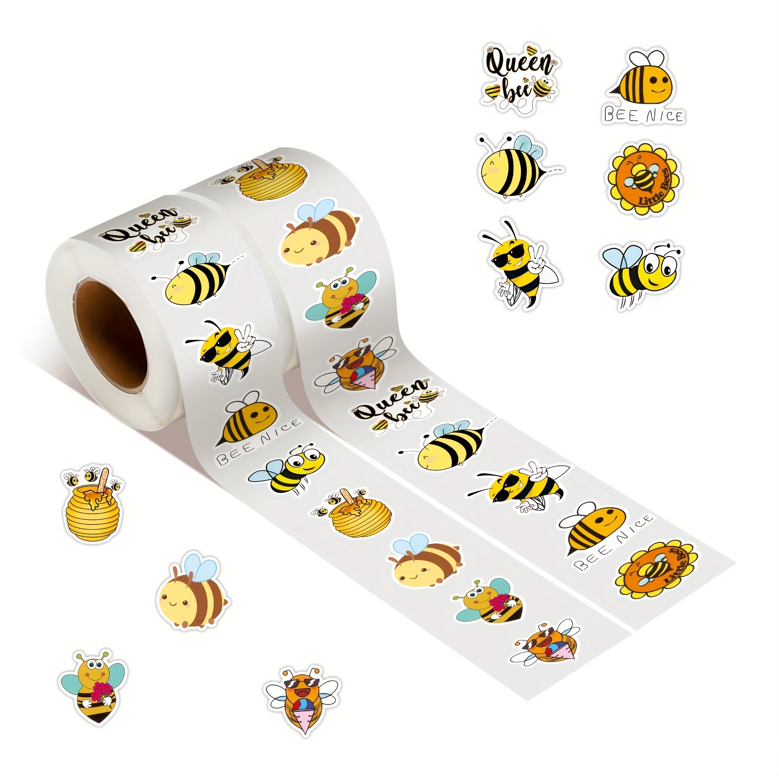 Bee Theme Stickers Roll For Bumble Bee Honey Stickers - Temu