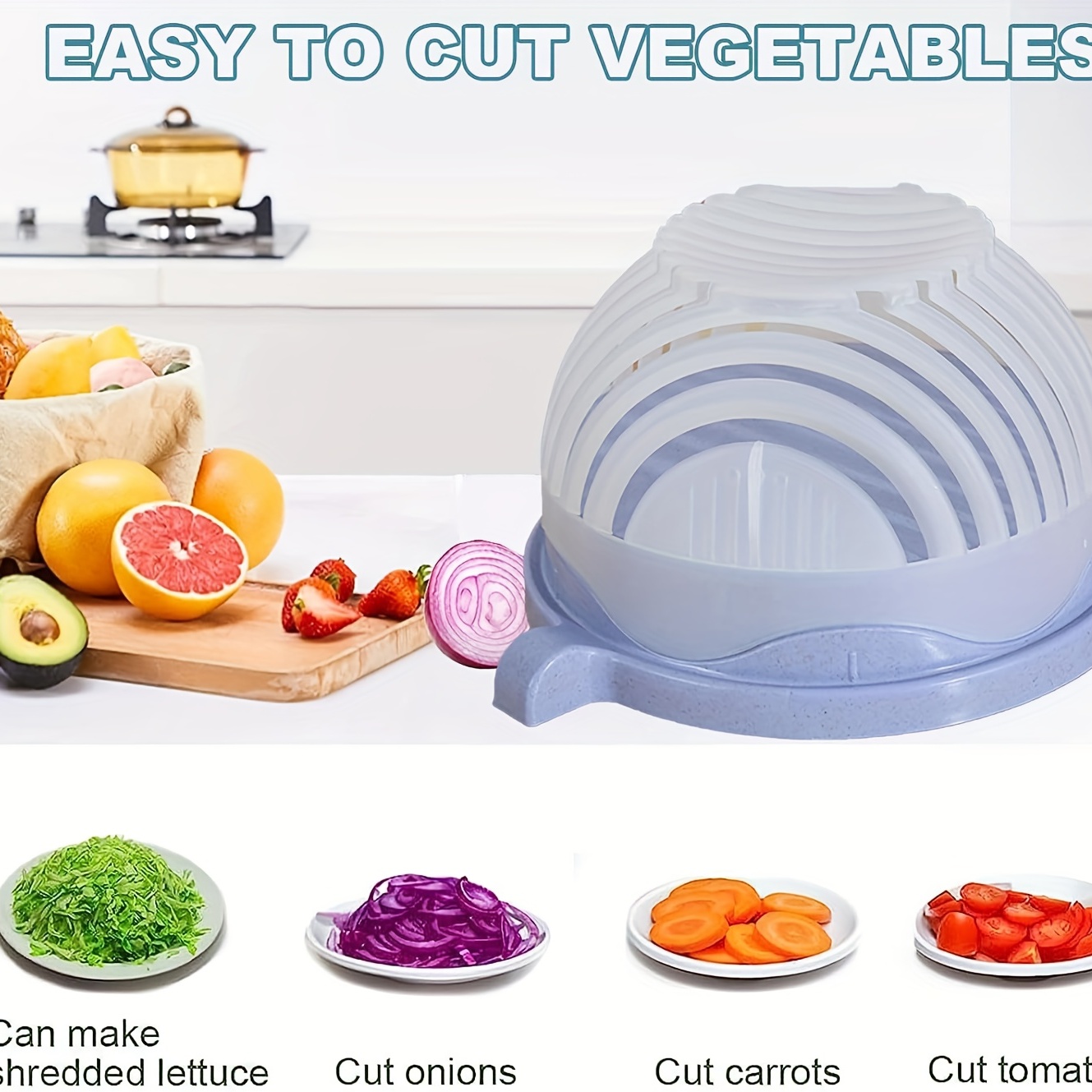 Salad Cutter Bowl, Fruit Vegetable Food Chopper Slicer Drainer 2023 New