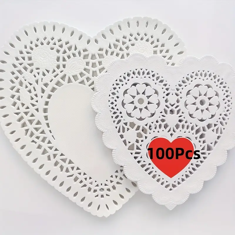 Heart Tissue Paper Doilies,4 Inch White ,40/pkg,valentine's Day