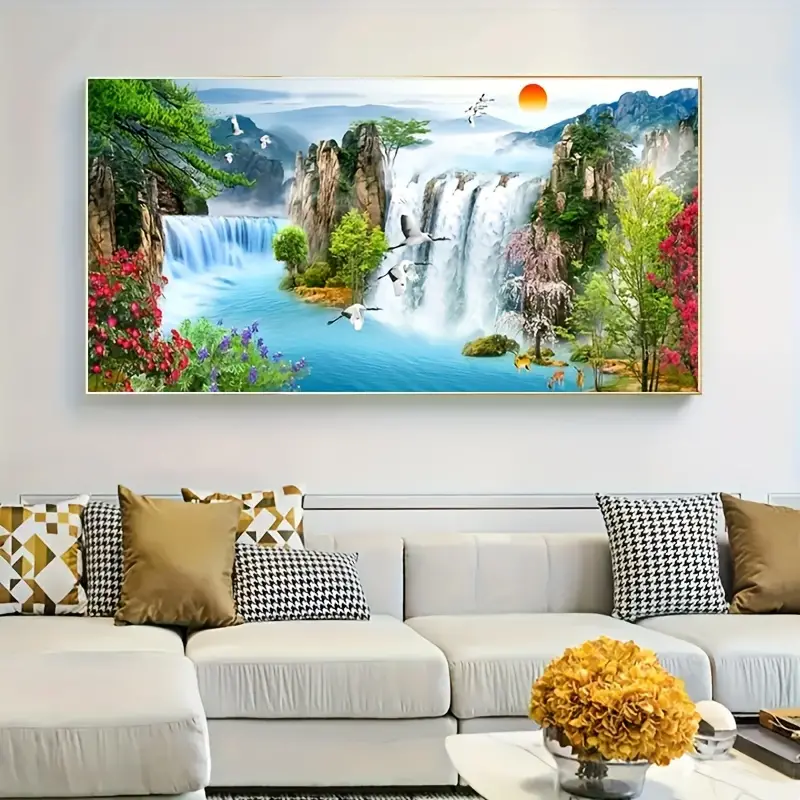 Large Paint By Numbers Kit For Adults Beginners, Diy Waterfall Sunset  Landscape Gift Canvas Oil Painting Acrylic Paints Kit, Drawing Paintwork  With Accessories For Home Decor - Temu Australia