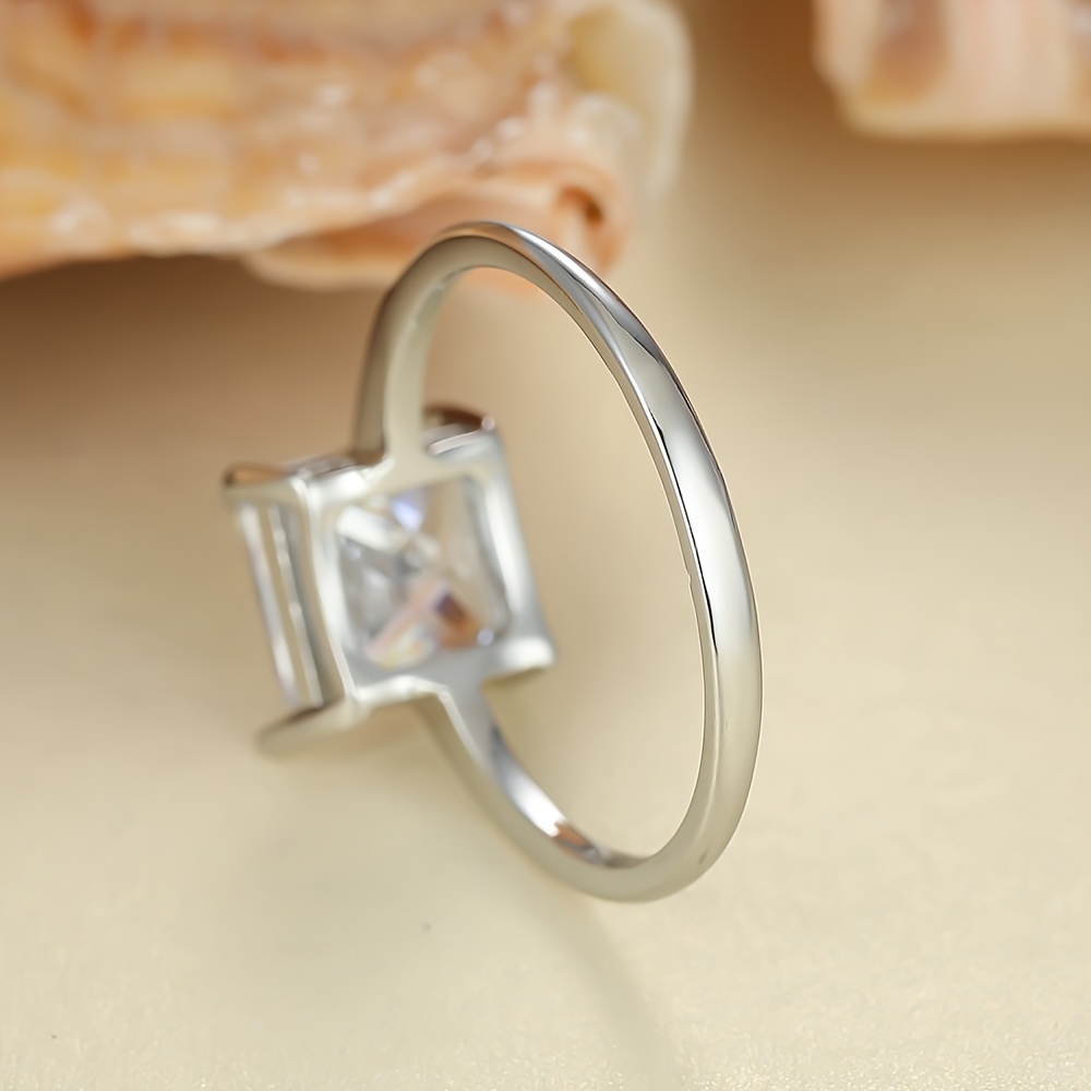 Square Shape Zirconia Solitaire Ring