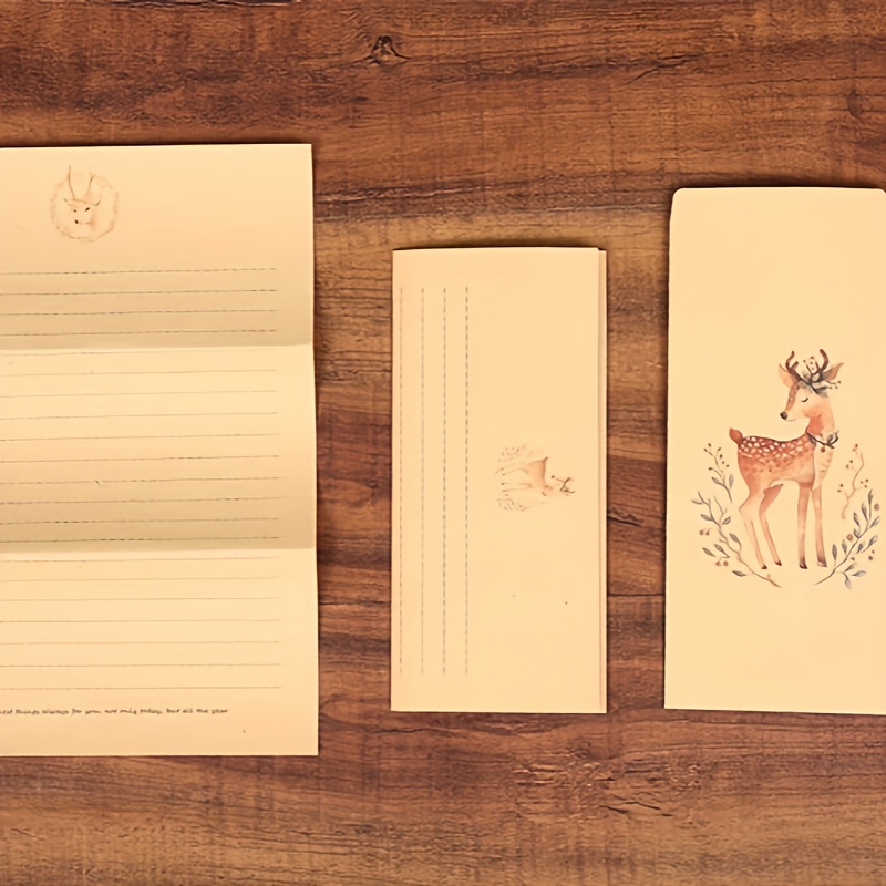 Retro Kraft Paper Letter Paper Forest Style Small Fresh Deer - Temu