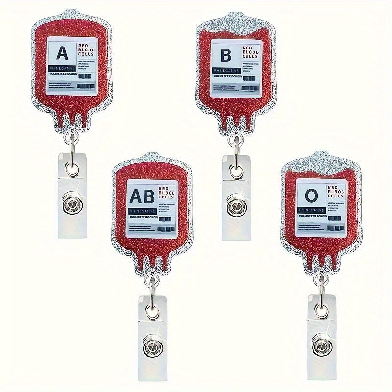 Blood Cells Telescopic Card Cover Buckle Glitter Acrylic Badge Reel Name Tag Swivel Clip ID Badge Holder, Retractable ID Card Holder for Nurse