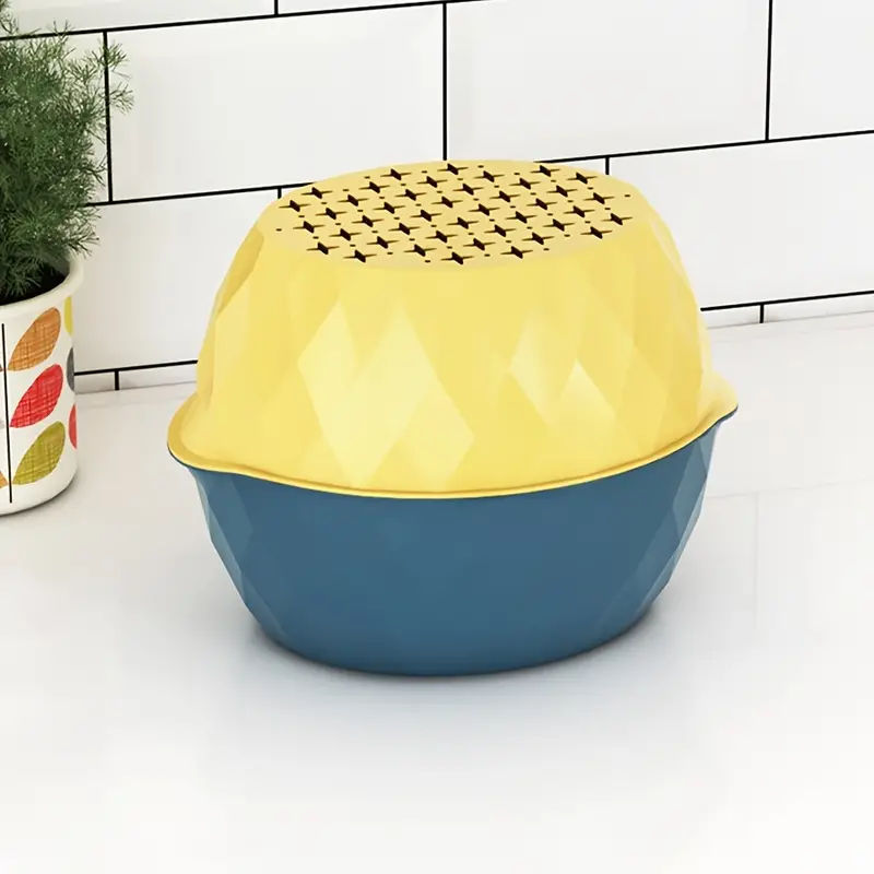 1pc kitchen colander bowl pasta strainer plastic fruit bowl colanders dual layer draining bowl vegetable washing basket details 7