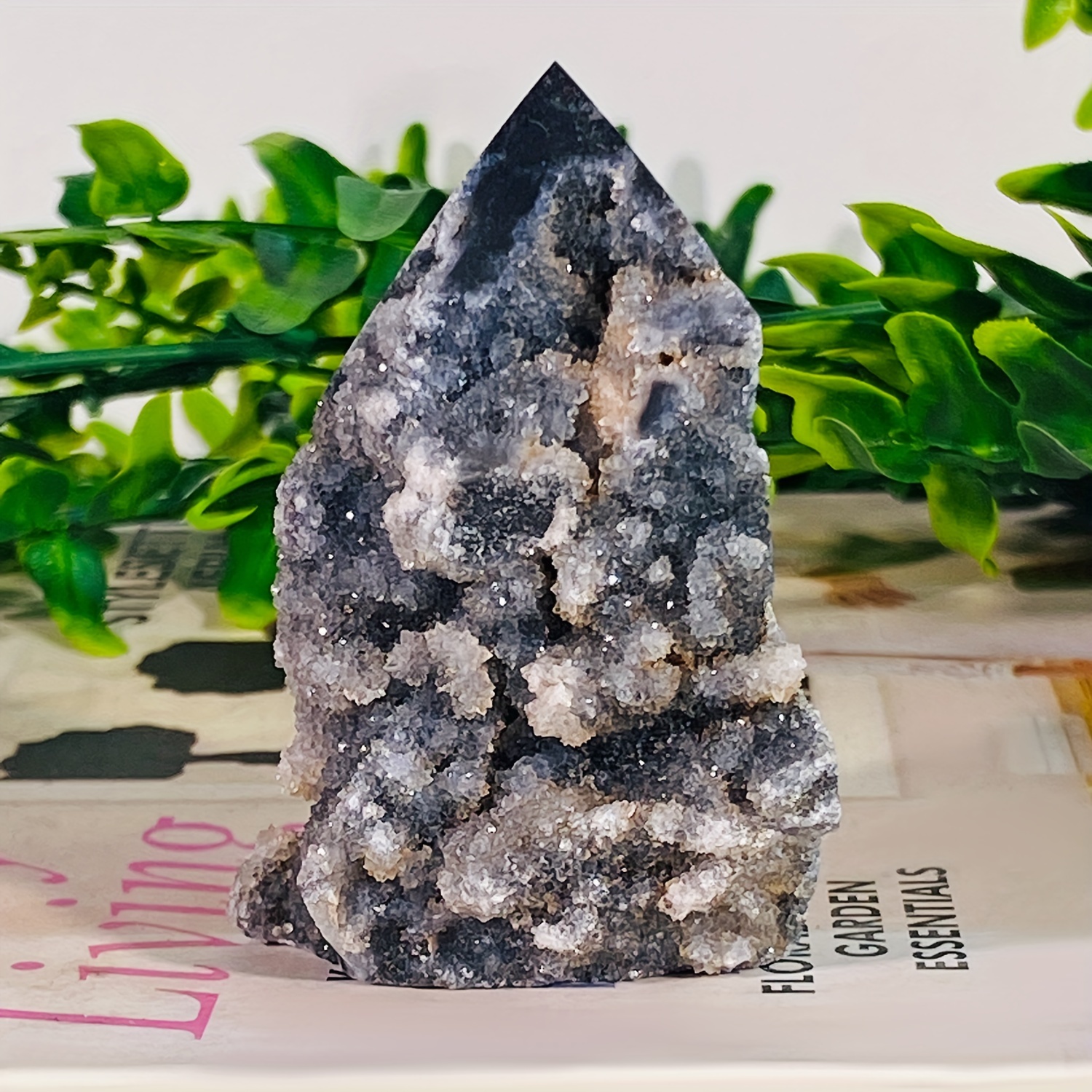 natural crystal sphalerite drusy geode energy tower table