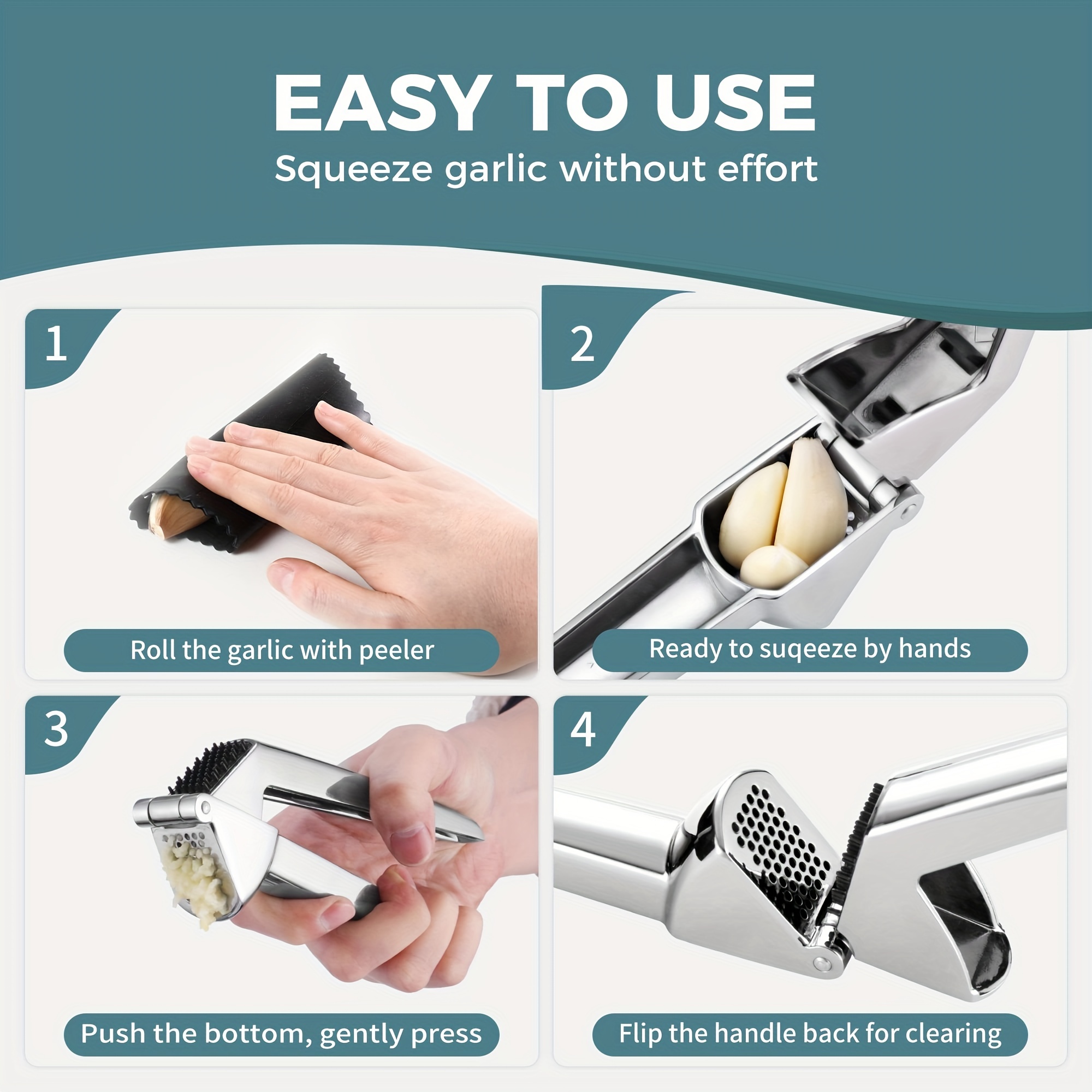  KITEXPERT Garlic Press, Premium Garlic Mincer with Ergonomic  Grip Handle, Professional Garlic Presser Crusher and Peeler Set, Sturdy  Ginger Press for Nuts & Seeds, Easy to Clean and Dishwasher Safe: Home