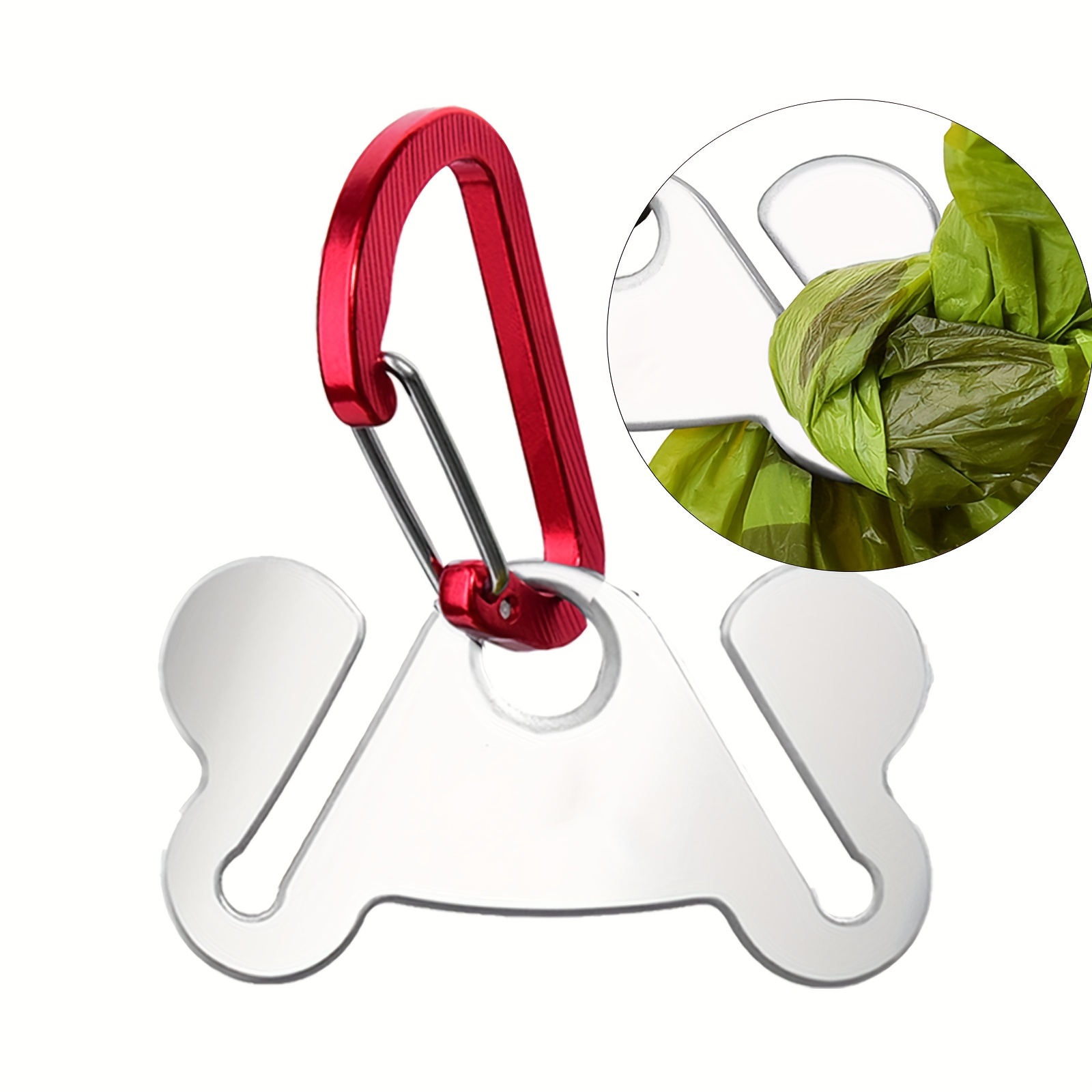 

Stainless Poop Bag Holder With Red Clip - Metal Bone-shaped For Pet Owners