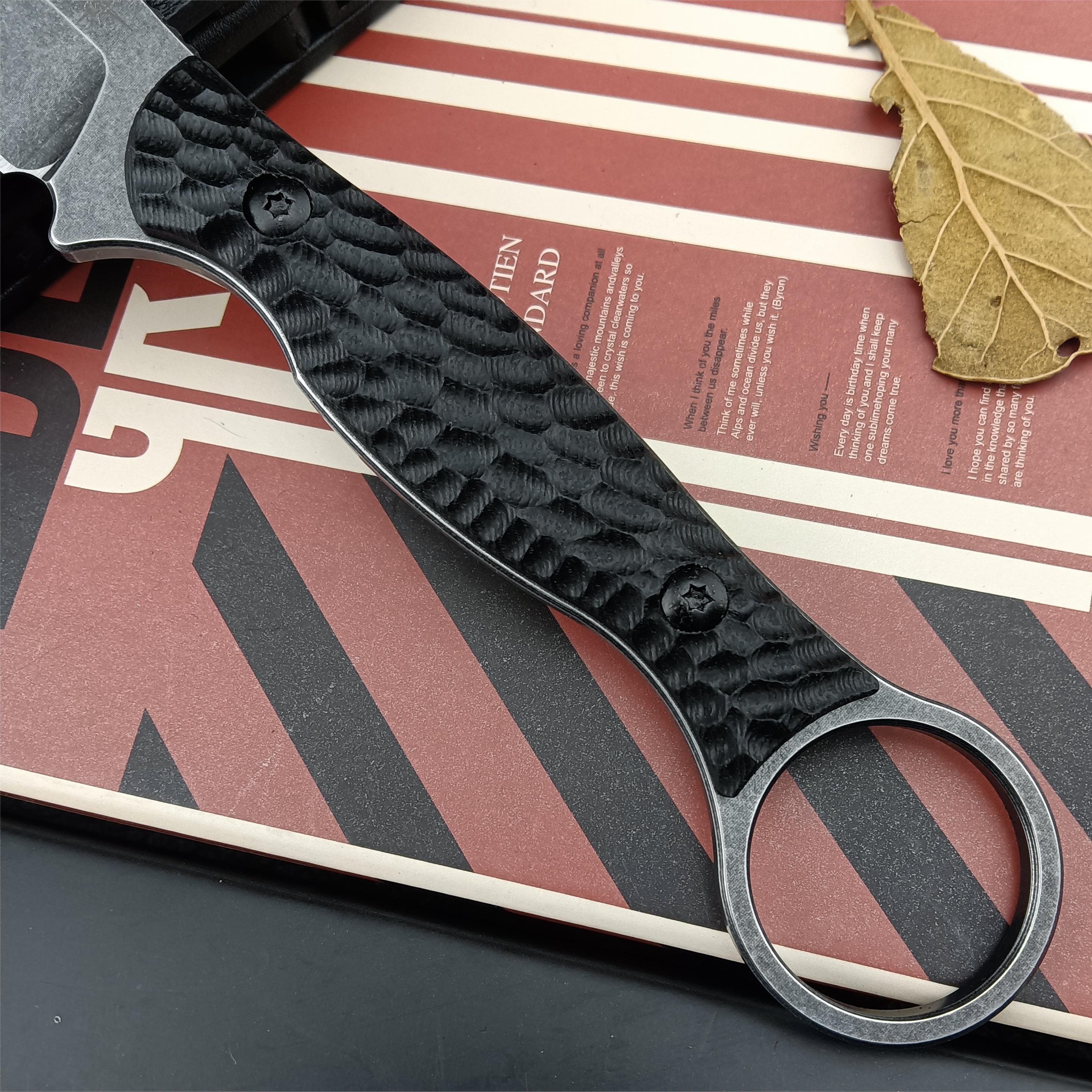 Coltello Da Lavoro Classico Di Alta Qualità 7Cr13Mov Lama Nera Manico In  Forprene Nero Coltelli Dritti Di Sopravvivenza Allaperto Con Kydex Da  Allvin, 23,95 €