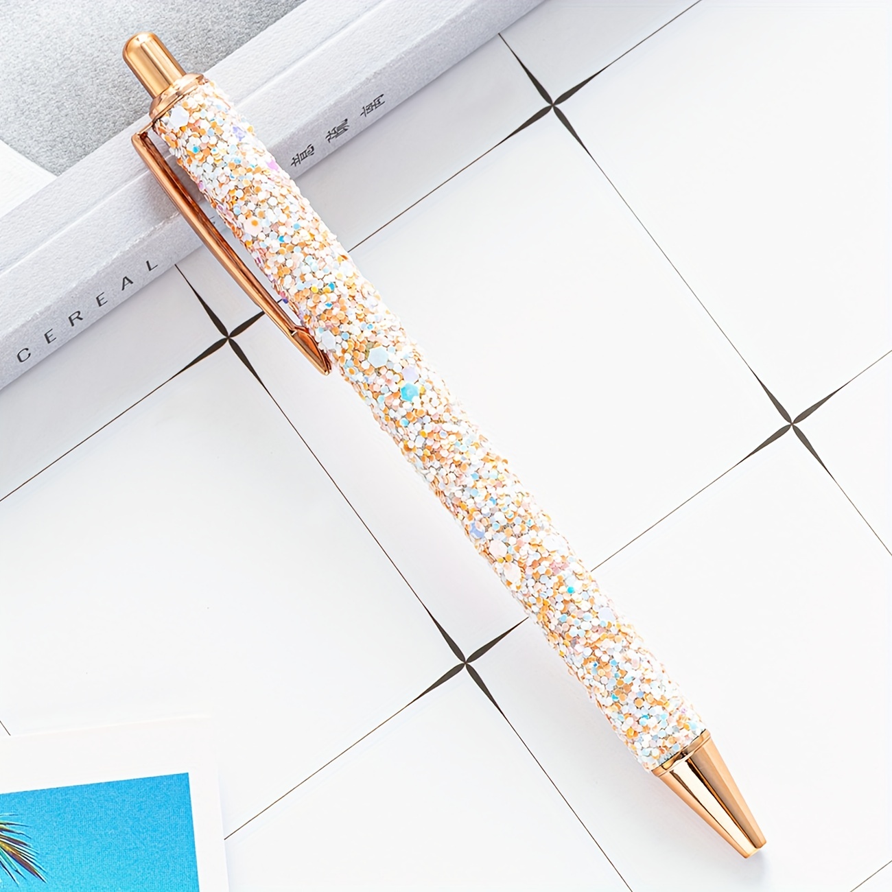 Penne glitterate con nome personalizzato, penne a sfera retrattili, set di  2-15 penne lisce colorate, regalo per l'insegnante dell'ufficio scolastico
