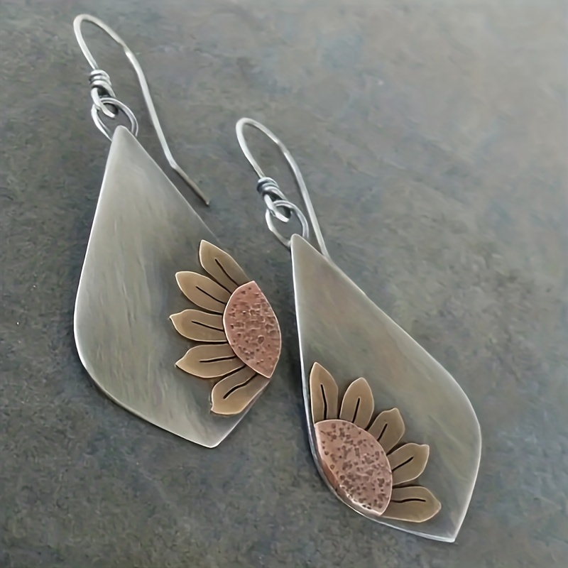 Boho Sunflower Pendant Earrings - 2pcs Pair