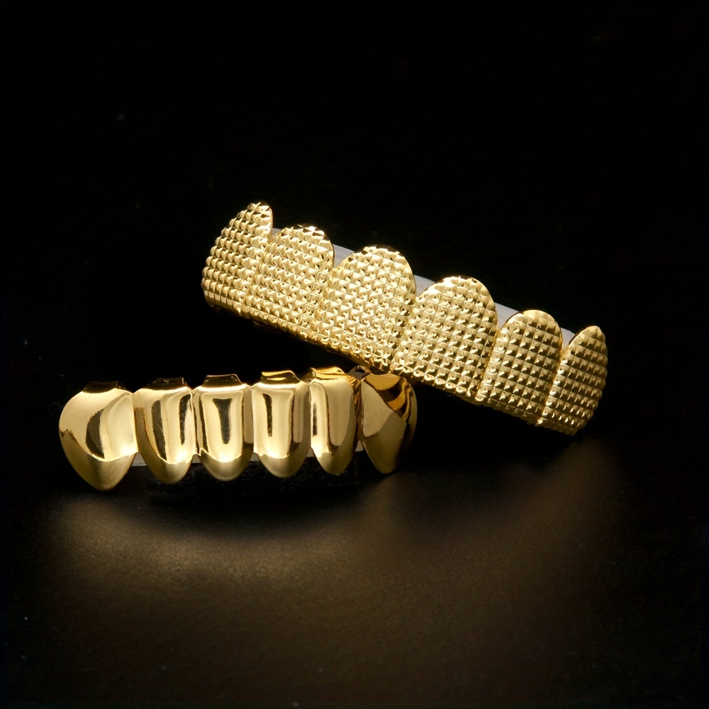 Plated Hip Hop Teeth Grills Top & Bottom Brace for Perfect Smile