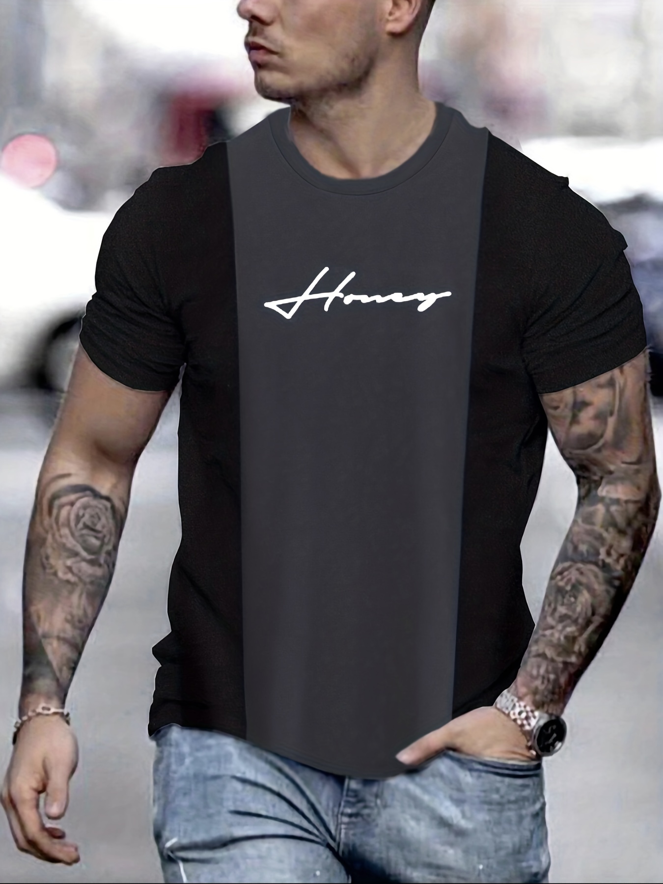 Camiseta Manga Larga Hombre Bloques Color Moda Remeras - Temu Chile