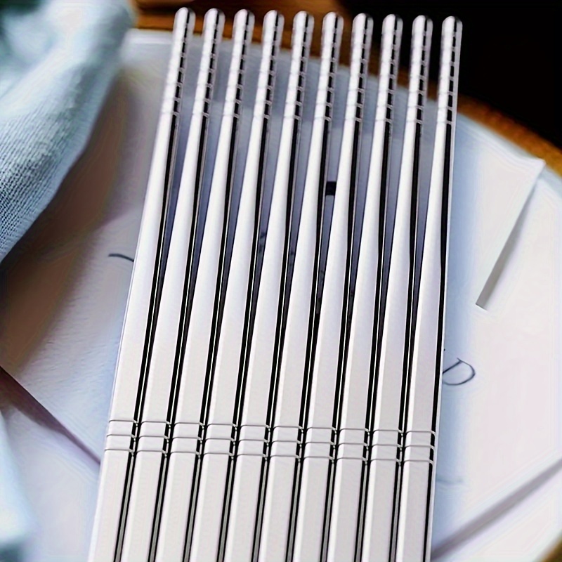 

10/20pcs Advanced Reusable Metal Stainless Steel Chopsticks, Restaurant Safe Dishwasher Cleaning, Lightweight And Easy To Use Metal Tableware Eid Al-adha Mubarak