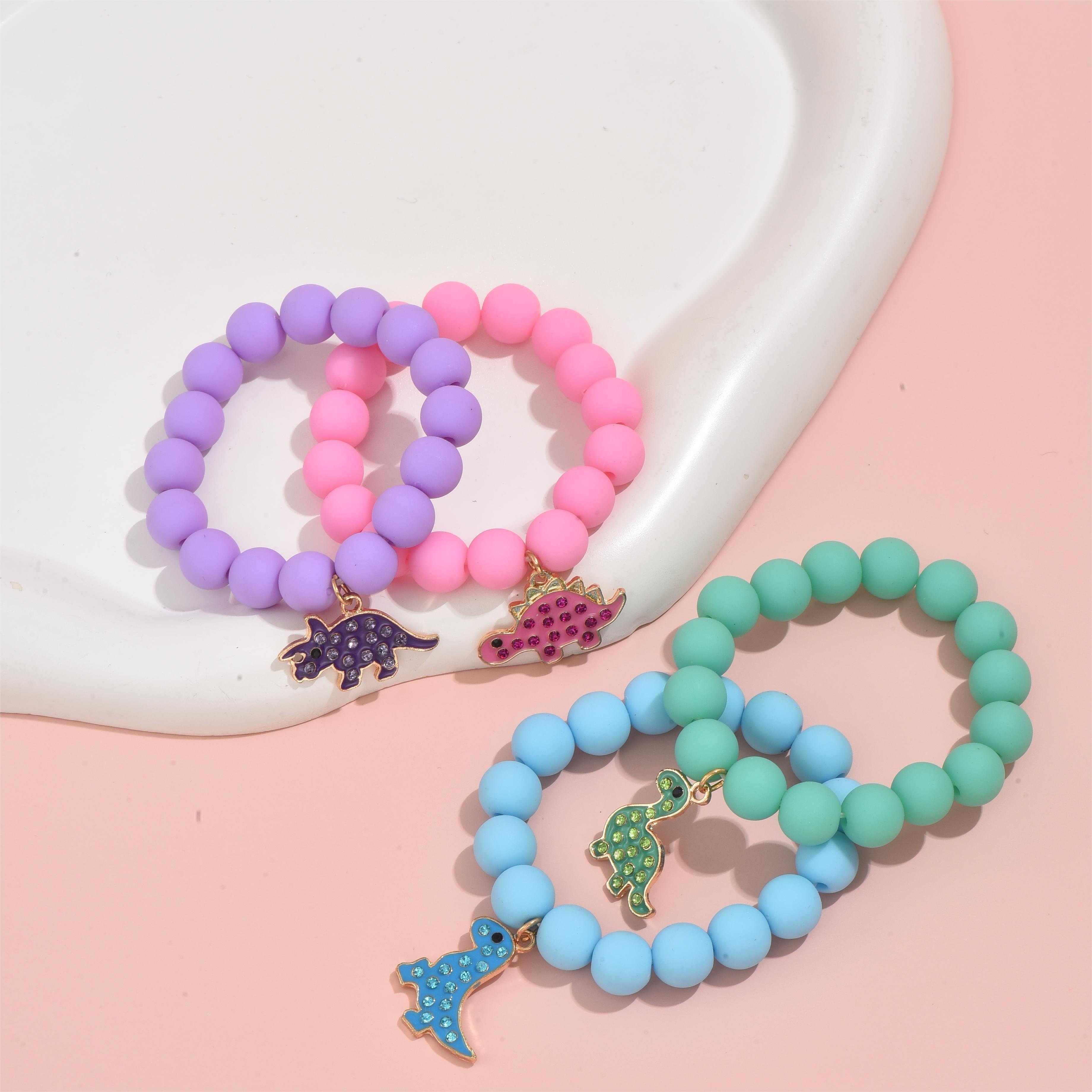 Kit bijou Enfant : Bracelet Dinosaures - Perles - Motif Personnel