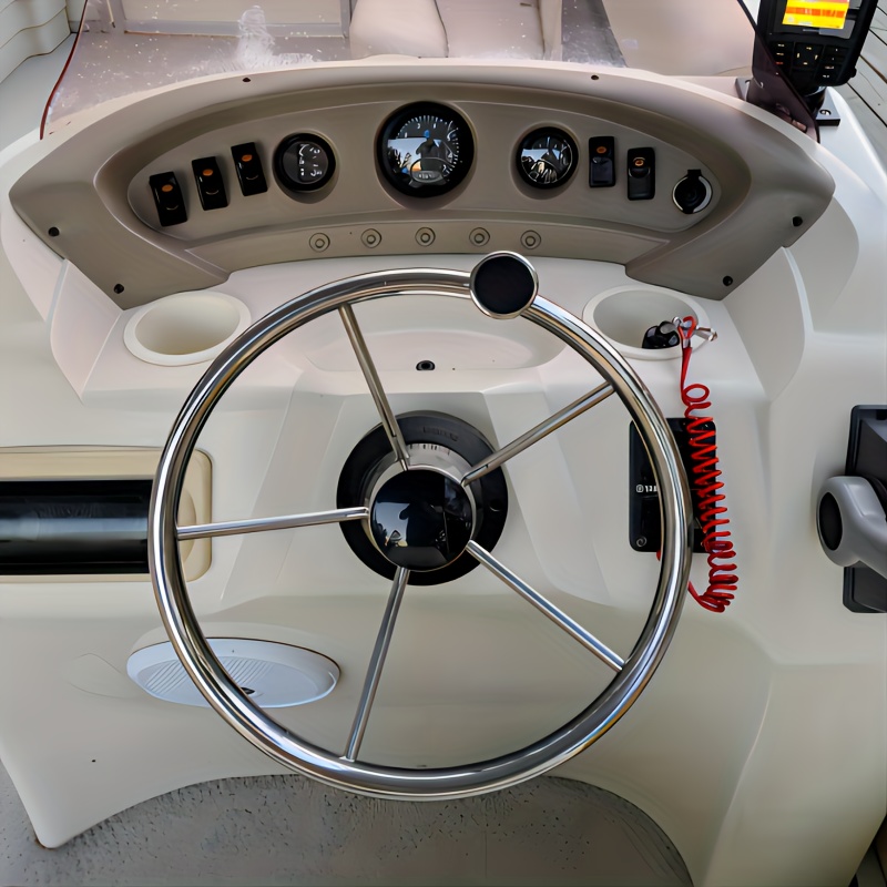 Stainless Steel 5 Spoke Steering Wheel With Knob Grip Sailboat