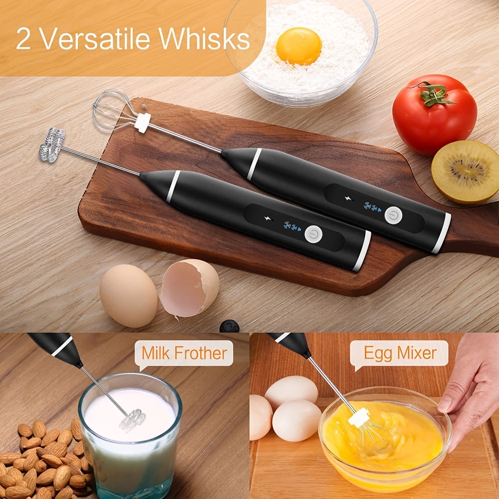Handheld Egg Whisk, Black Electric Milk Frother, 3-speed Adjustable  Automatic Coffee Stirrer Baking And Cooking Home Coffee Shop - Temu